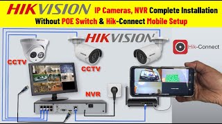 CCTV Camera Installation with NVR  IP Camera Mobile setup Hikvision NVR Complete Installation [upl. by Bernelle]