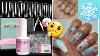 Apres GelX Dupe Trying Saviland Nail Extension System Encapsulated Ice Queen Christmas Nails [upl. by Nanyt856]