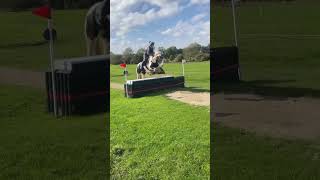 It goes in slow mo 🤍🖤 horse equestrian fyp nerveracking crosscountry [upl. by Nolyarg133]