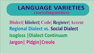 Language varieties Language Variations in Sociolinguistics Dialect Accent Idiolect Regional Dia [upl. by Lertnom]