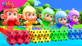 Five Little Monkeys Song  Colorful Monkeys  BluLoo Nursery Rhymes amp Kids Songs [upl. by Tiana]