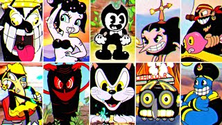 Cuphead  Fight All Ink Bosses With Bendy Mod On Expert [upl. by Llerrehc]