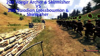 Mount Blade Warband  200 Vaegir Archers amp Skirmishers VS 200 Swadian Crossbowmans amp Skirmishers [upl. by Haldes87]