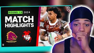 AMERICANS FIRST TIME WATCHING NRL 2024 Broncos v Dragons Match Highlights [upl. by Sapers319]