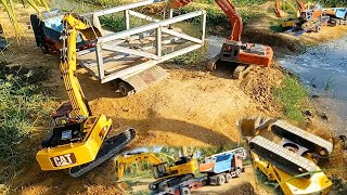 AMAZING Excavator Cat 336D and Hitachi installs bridge to help overturn accident Ep 13 [upl. by Alimac571]