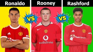 Comparison Cristiano Ronaldo vs Wayne Rooney vs Marcus Rashford  Manchester United News [upl. by Millburn]