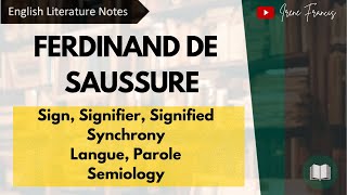 Ferdinand de Saussure  Sign Signifier Signified  Langue and Parole Structuralism IRENE FRANCIS [upl. by Anzovin]