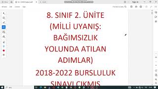 8 SINIF BURSLULUK SINAVI Ä°NKILAP TARÄ°HÄ° 2 ÃœNÄ°TE Ã‡IKMIÅ SORULARIN Ã‡Ã–ZÃœMLERÄ°20182022 [upl. by Amarillas557]