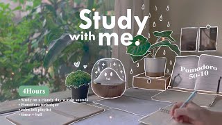 4HOUR 🌧️ Study With Me • Rain sounds☔ Lofi bgm • Pomodoro 5010 • Day131🌳 [upl. by Tnecnev]