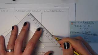 assonometria cavaliera parallelepipedo e piramide base quadrata [upl. by Biles]