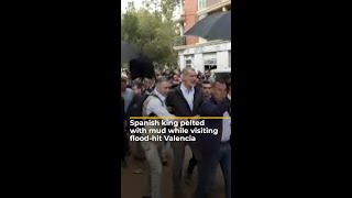 Spanish king pelted with mud while visiting floodhit Valencia  AJ shorts [upl. by Epuladaug]