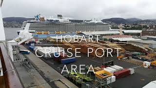 What is in Hobart Tasmania Cruise Port Quick view from the ship balcony of the Port area [upl. by Ayinat]