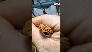 😱 Handcrafted wood ring💍 handmadediy carving peachkernel ring intangibleheritage [upl. by Ahsele133]