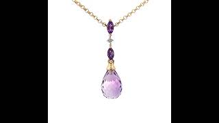 18ct Gold Amethyst and Diamond Pendant Necklace [upl. by Lanam559]