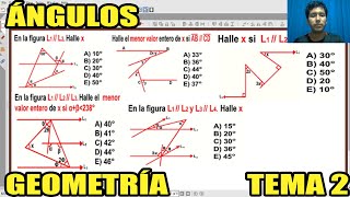 ANGULOS ENTRE RECTAS PARALELAS Y SECANTES GEOMETRIA TEMA 2 EJERCICIOS INTERMEDIOAVANZADO [upl. by Blankenship]