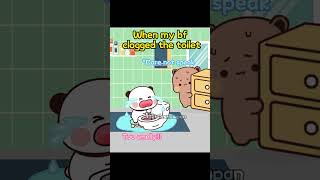 When my bf clogged the toilet😭bubududu funny couple cartoon cute [upl. by Eanad]