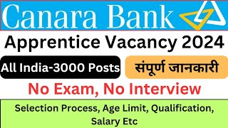 CANARA BANK APPRENTICE VACANCY 2024  CANARA BANK APPRENTICE RECRUITMENT 2024 canarabank canara [upl. by Neitsabes670]