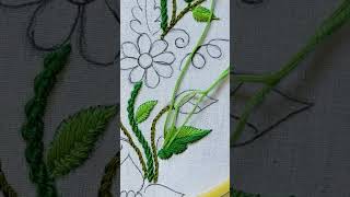 Easy Hand embroidery leaf stitch  Leaf embroidery designs for beginners  basic stitch shorts [upl. by Kei]