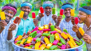 KUCHI ICE  FRUIT POPSICLES  Healthy Homemade Colorful Popsicle Making in Village  Stick Ice Cream [upl. by Enyahc463]