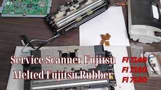 How to Replace Melted Fujitsu Rubber Fujitsu 7160Service Scanner Fujitsu Karet Meleleh [upl. by Enyluqcaj]