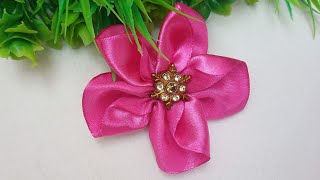 DIY Satin Ribbon Flower Making Idea  How to Make Amazing Ribbon Flower [upl. by Tezile]