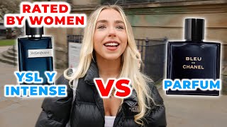 BLEU DE CHANEL PARFUM vs YSL Y EDP INTENSE 💋 Womens Reactions  Which Fragrance Is More Sexy [upl. by Oeniri631]