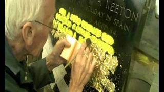 Gilding a black granite Memorial Headstone for Lidsters of worksopwmv [upl. by Mot]