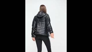 ADIDAS Outdoor Varilite Hooded Padded Puffer Jacket Shiny Glossy Black Women  Asos [upl. by Doreg]