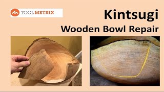 Modern Kintsugistyle Epoxy Repair on Wooden Bowl [upl. by Chud]