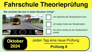 🚘 Führerschein Theorieprüfung Klasse B 🚗 Oktober 2024  Prüfung 8🎓📚 [upl. by Adelheid]