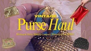 VINTAGE PURSE HAUL  Whiting amp Davis Art Deco Makeup Compact Rhinestones amp MORE [upl. by Larina]