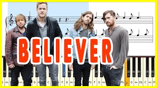 IMAGINE DRAGONS  BELIEVER  Piano Sheet Music [upl. by Cressida]