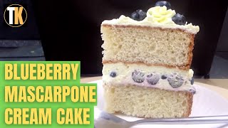 How to make the Best Blueberry Cream Cake with Mascarpone Whipped Cream Frosting [upl. by Ecahc]