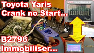 Toyota Yaris crank no start Immobilizer faults Fault finding and repair [upl. by Norret]