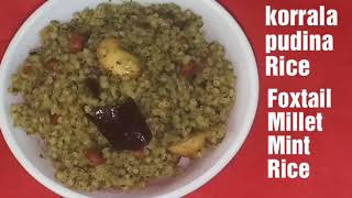 కొర్రలు పుదీనా రైస్Foxtail millet Mint Ricekorrala pudina Ricepudina riceAmma vantalu [upl. by Keily789]