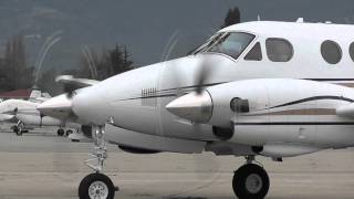 Beechcraft King Air C90 StartUp and TakeOff at Watsonville KWVI [upl. by Arodasi626]