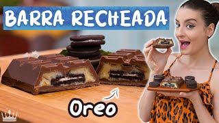 BARRA DE CHOCOLATE RECHEADA COM OREO Tendência Páscoa  Cozinha do Bom Gosto  Gabi Rossi [upl. by Kleper]