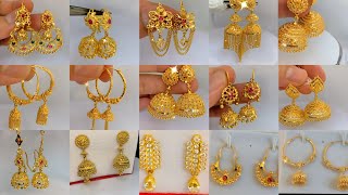 Gold earrings designs new model 2023  Gold Earrings designs  Glorious Jewelry [upl. by Enelehs613]