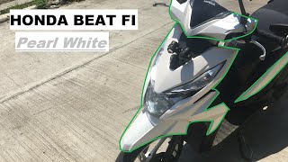 Honda Beat Fi Pearl White  Repaint [upl. by Ahsinav595]