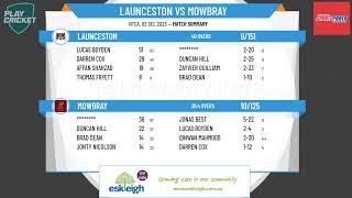 Cricket North  CN Mens Third Grade  Round 8  Launceston v Mowbray [upl. by Gayla444]