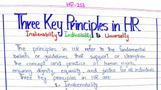 Three key Principles in HR  Inalienability  Indivisibility  University HR213 pu [upl. by Ahcas]