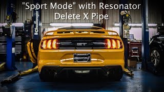 2018 MUSTANG WITH ROUSH RESONATOR DELETE X PIPE  BEFORE AND AFTER [upl. by Ecirtra]