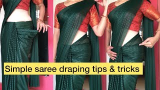 Simple saree draping tips and tricksHow to drape simple sareedailywearsaree sareepleats saree [upl. by Yalonda960]