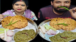 sarson ka saag makki ki roti eating challenge 😋 asmr mukbang asmreating asmrsounds asmrvideo [upl. by Solange831]