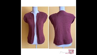 Cardigan smanicato ai ferri senza aumenti e senza diminuzioni🧶 Maglia facilissima [upl. by Sitelc]