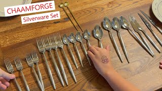 CHAAMFORGE Silverware Set beautiful place setting for 4 silverware forks spoonset [upl. by Sudoeht]