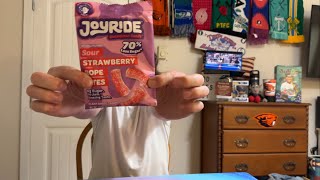 Joyride sweets sour strawberry rope bites review [upl. by Anicart768]