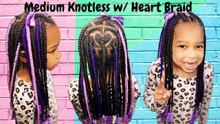 Medium Knotless wHeart Braid  How To 💜💜 [upl. by Illehs7]