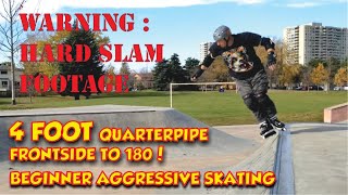 Beginner Aggressive Inline Skating at Middle Age  Frontside Stall To 180  Playlife Reactor Skates [upl. by Punke890]