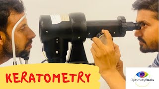 Keratometry II Measure corneal curvature using manual keratometer optometryreels [upl. by Rehpotsihrc]